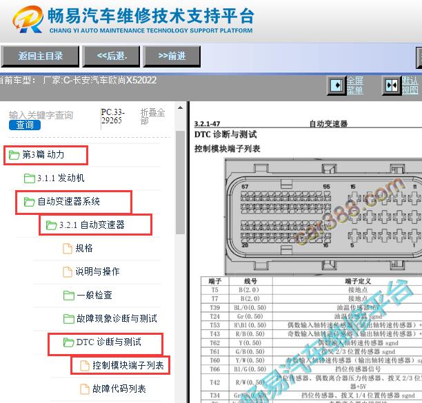 2022年长安欧尚X5变速箱电脑针脚资料