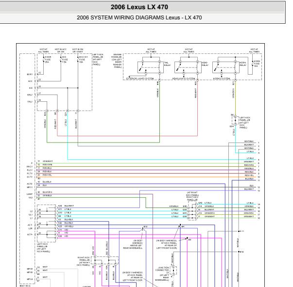 2006年雷克萨斯LX470遥控门锁电路图