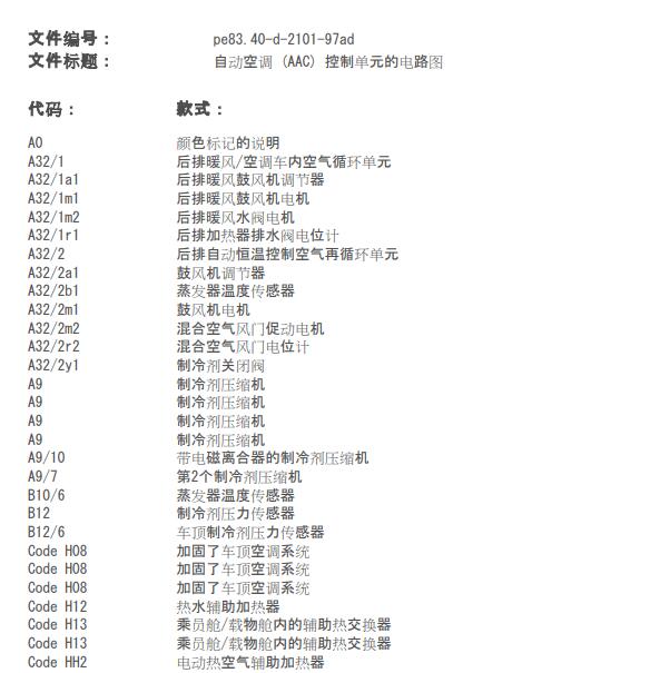 2011年中欧汽车遵逸 空调电路图