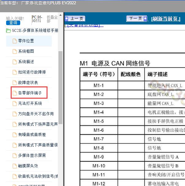 2022年比亚迪元PLUS EV 音响系统针脚定义