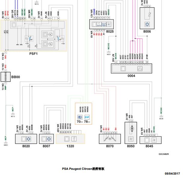 2012年标致408 空调鼓风机电路图
