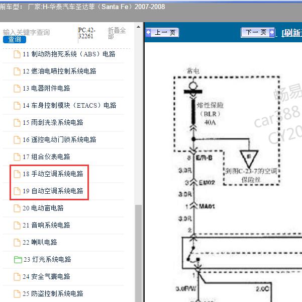 2007-2008年华泰汽车-圣达菲 空调电路图