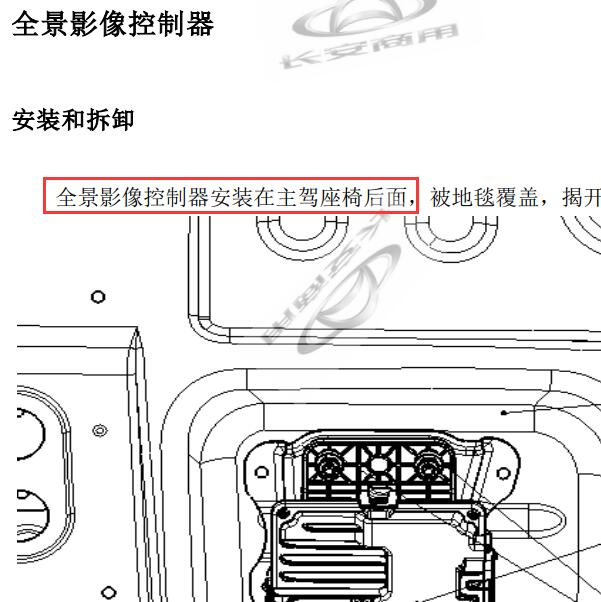 2018-2019年长安科赛COS1 全景模块位置