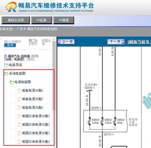 2020年福田拓陆者保险电路图