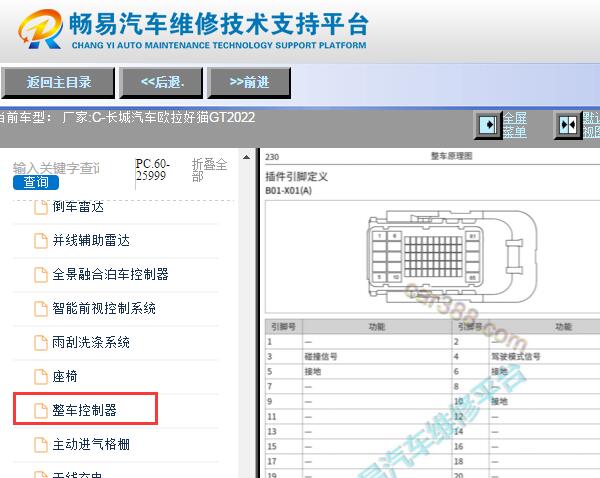 2022年长城欧拉好猫整车控制器针脚资料