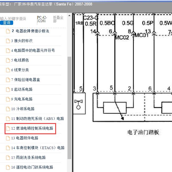 2007-2008年华泰汽车-圣达菲 发动机电路图