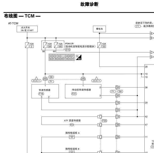 2007年日产骊威变速箱电路图