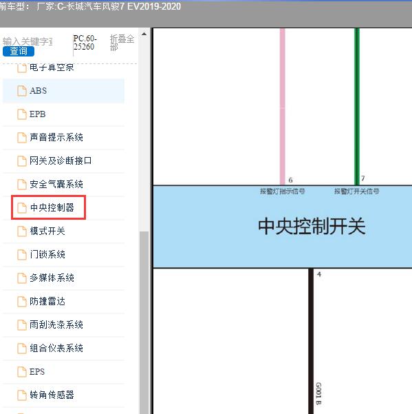 2019-2020年长城汽车-风骏7 EV 中央控制器电路图