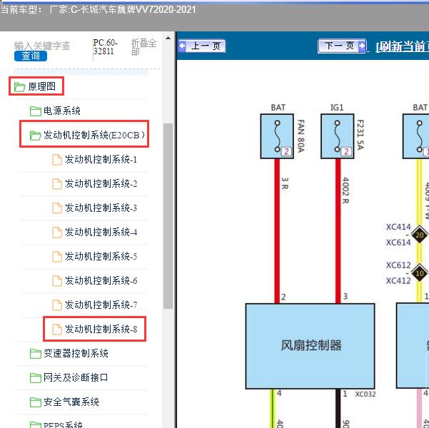 2020-2021年长城汽车-魏牌VV7 风扇电路图