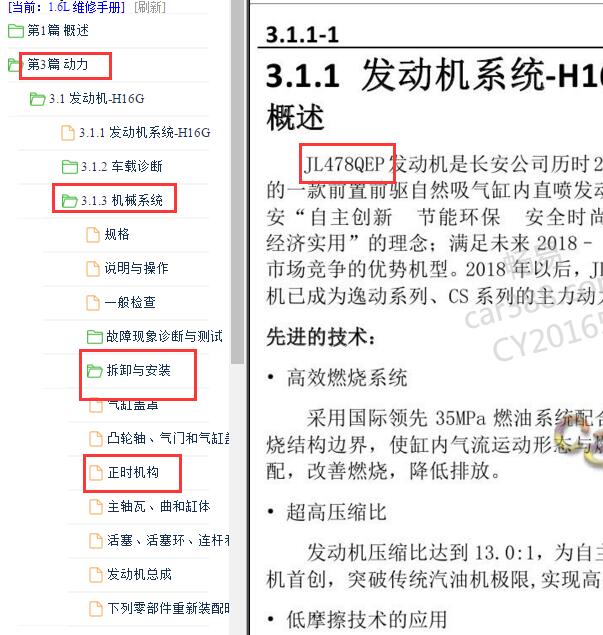 2020-2021年长安逸动Plus发动机正时