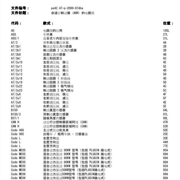 2019年奔驰E300 ABS电路图