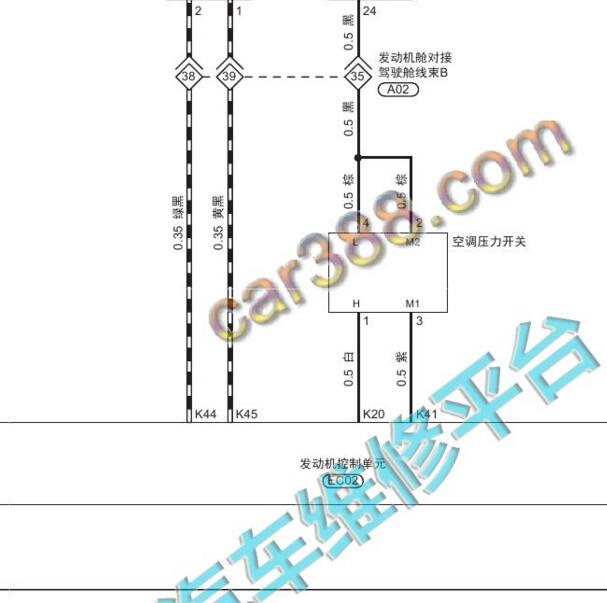 2015-2016年宝沃BX7 空调压力开关电路图.