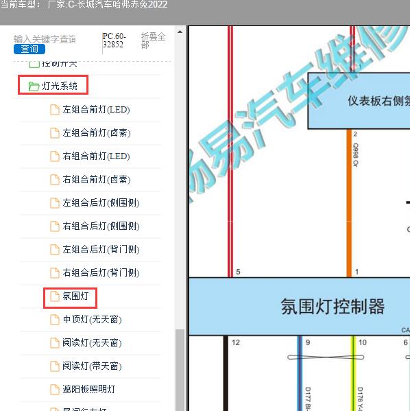 2022年长城汽车-哈弗赤兔 氛围灯电路图