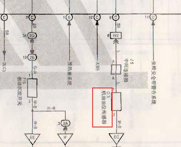 2003年丰田酷路泽机油液位传感器电路图