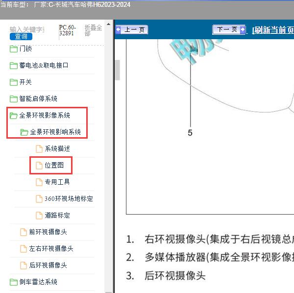 2023-2024年长城汽车-哈弗H6 全景影像位置