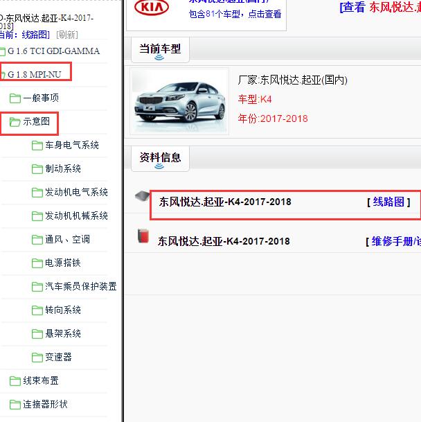 2017-2018年起亚K4全车电路图