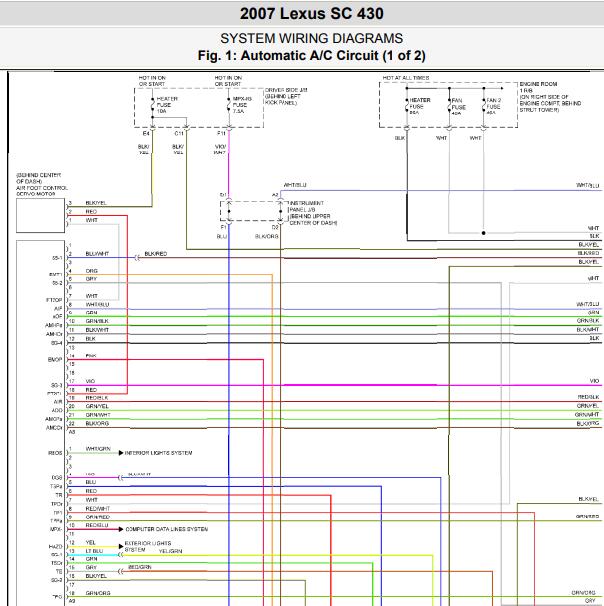 2007年雷克萨斯SC430 空调电路图