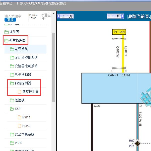 2022-2023年长城汽车-哈弗H9 四驱电路图