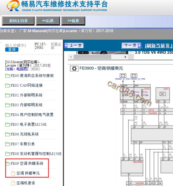 2017年玛莎拉蒂莱万特空调电路图