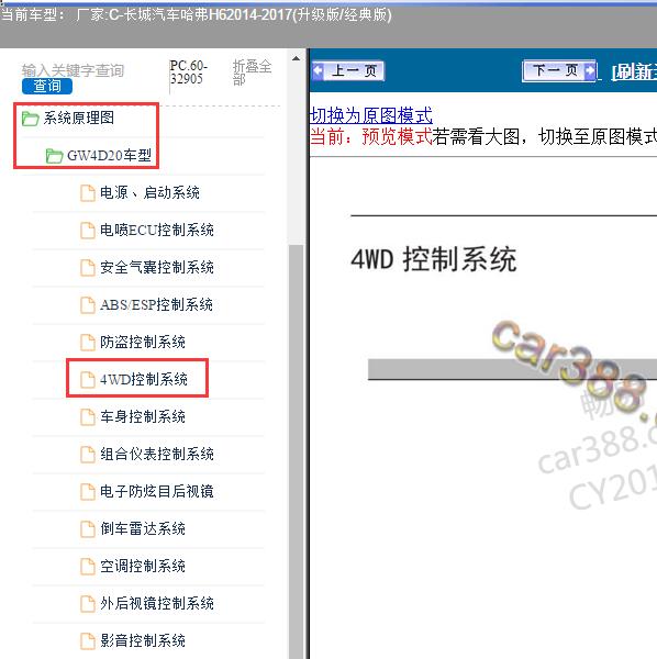 2014-2017年长城汽车-哈弗H6(升级版/经典版)四驱电路图