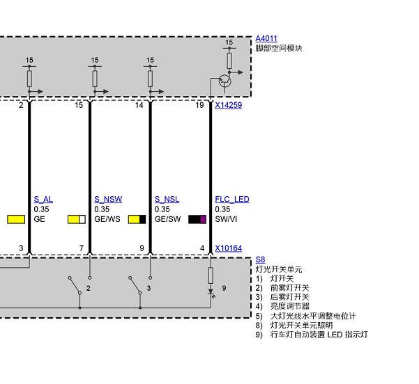 2012年宝马X6日行灯电路图