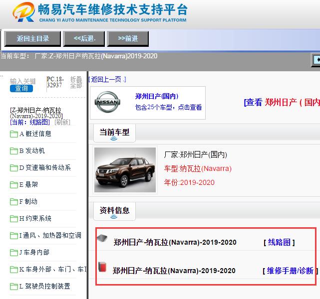 2019-2020年日产纳瓦拉电路图与维修手册