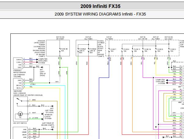 2009年FX35网络通讯仪表等元件电路图