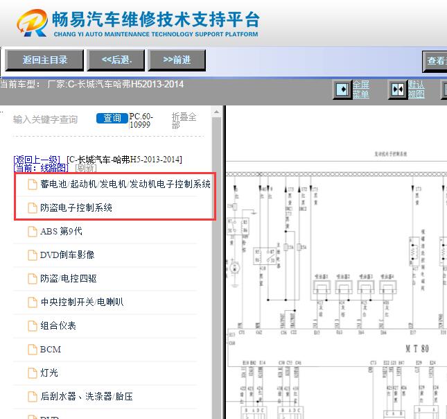 2013-2014年哈弗H5发动机和防盗电路图