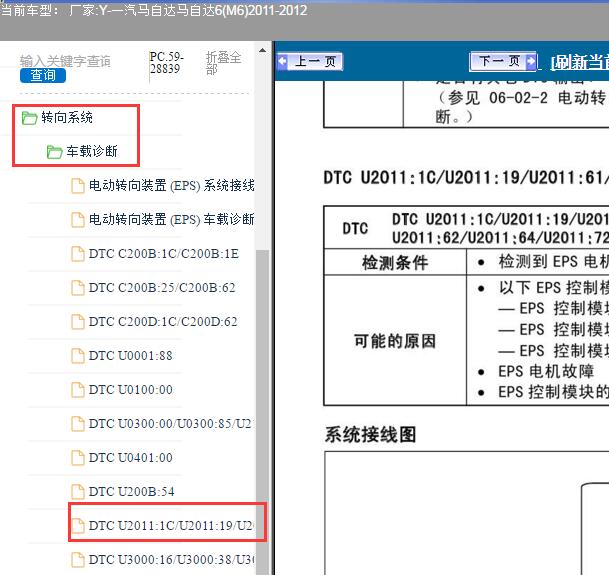 2012年马自达M6 U2011故障码维修手册