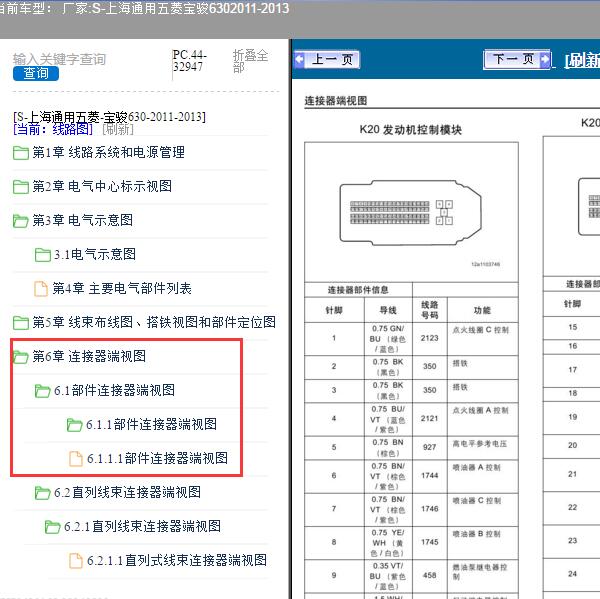 2011-2013年上海通用五菱-宝骏630 发动机针脚