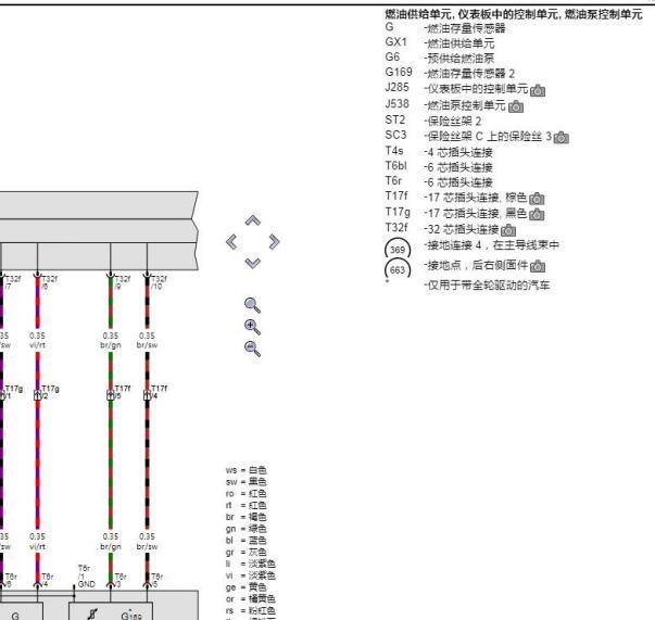 2014年奥迪RS6油泵保险电路图和保险位置