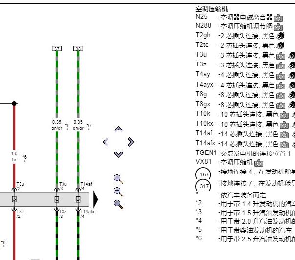2023年奥迪Q3空调压缩机线路图