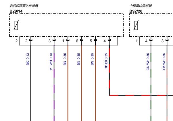 2022年奔驰EQE350倒车雷达电路图