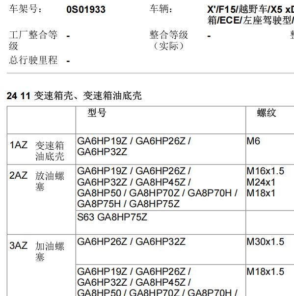 2015年宝马X5变速箱油底壳扭矩