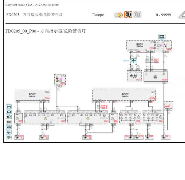 2015年法拉利488转向灯电路图