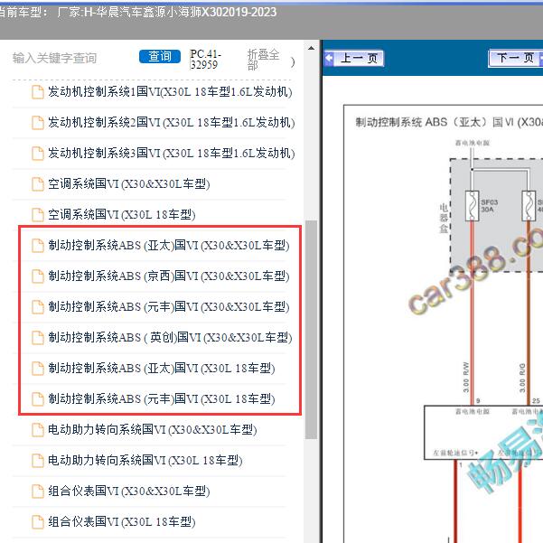 2019-2023年尊敬的用户，欢迎你使用在线客服，你需要的资料在《畅易汽车维修技术支持平台》是有的，请直接登陆查询！查询方法：国内厂家 -> 华晨汽车-鑫源小海狮X30-2019-2023[ 线路图 ] -> 电路线路连接图 -> 制动控制系统ABS(亚太)国V(X30&X30L车型) ABS电路图