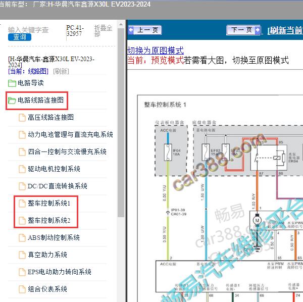 2023-2024年华晨汽车-鑫源X30L EV 整车控制器电路图
