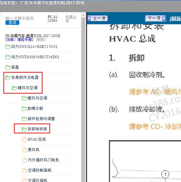 2017-2018年华晨汽车-鑫源X30L- 空调系统维修手册