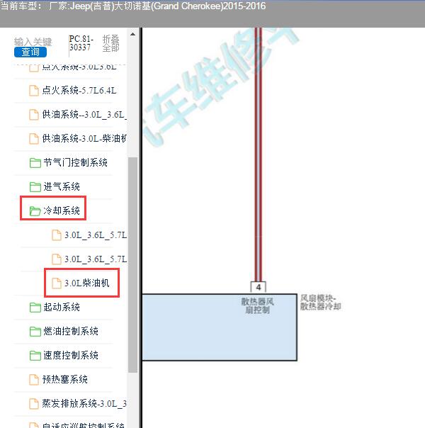 2015年吉普大切诺基冷却风扇电路图