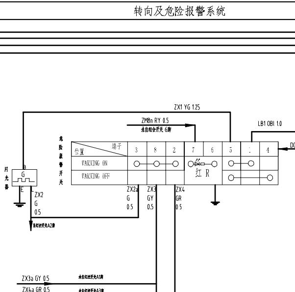 2016年东风小康C37转向灯电路图