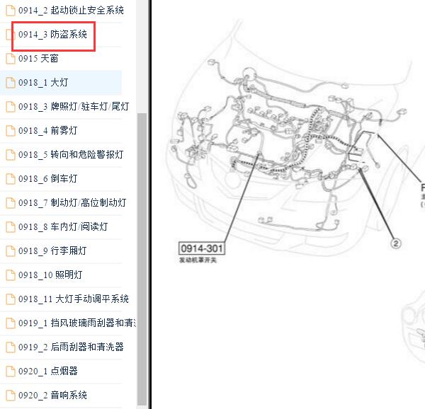 2006-2008年马自达3发动机防盗位置