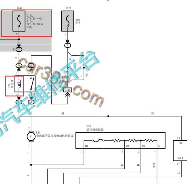 2015年丰田卡罗拉手动空调鼓风机电阻继电器