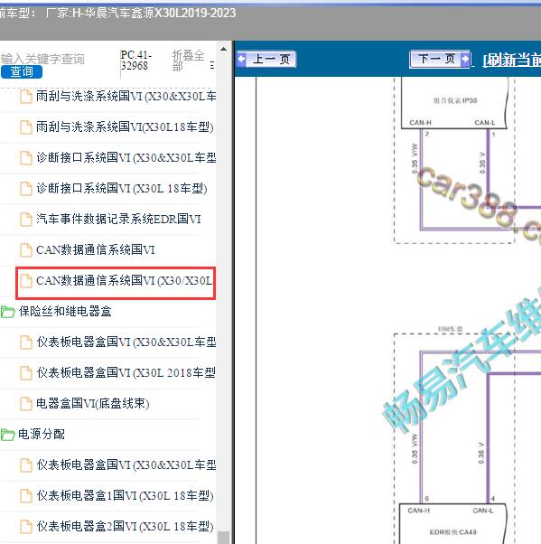 2019-2023年华晨汽车-鑫源X30L 网络通信电路图
