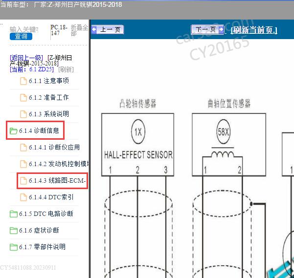 2015年郑州日产锐骐ZD25发动机电路图