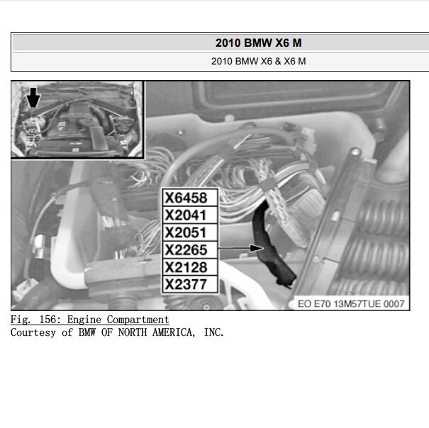 2010年宝马X6 搭铁点位置