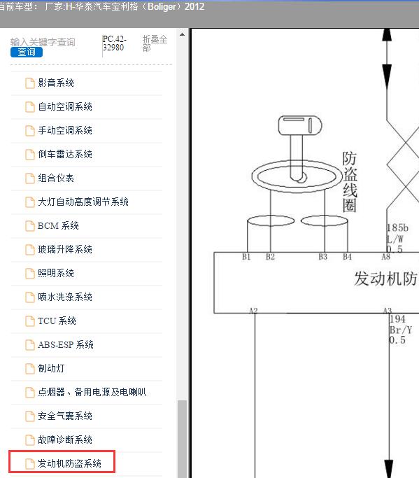 2012年华泰汽车-宝利格 防盗系统电路图