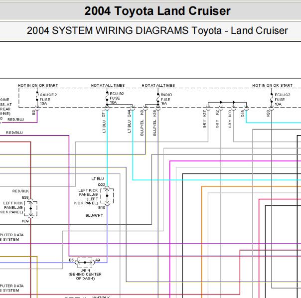 2004年丰田酷路泽倒车影像电路图