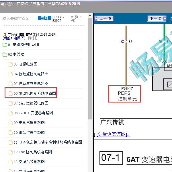 2018-2019年广汽乘用车-传祺GS4 PEPS电路图
