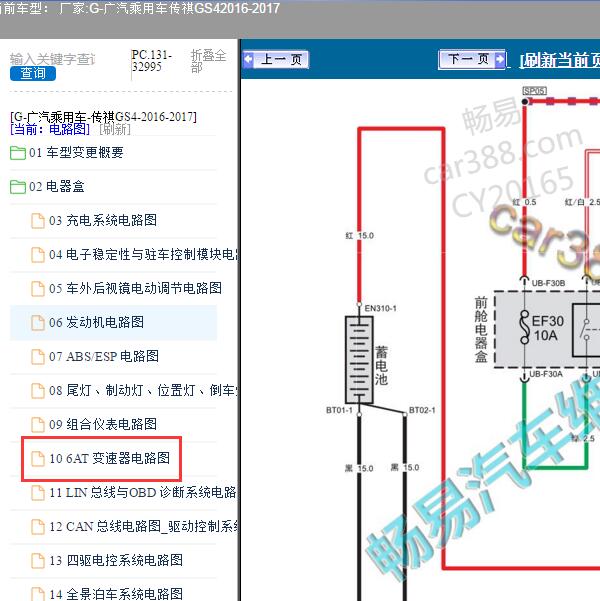 2016-2017年广汽乘用车-传祺GS4 变速箱电路图