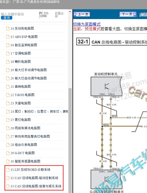 2015年广汽乘用车-传祺GS4 通讯电路图